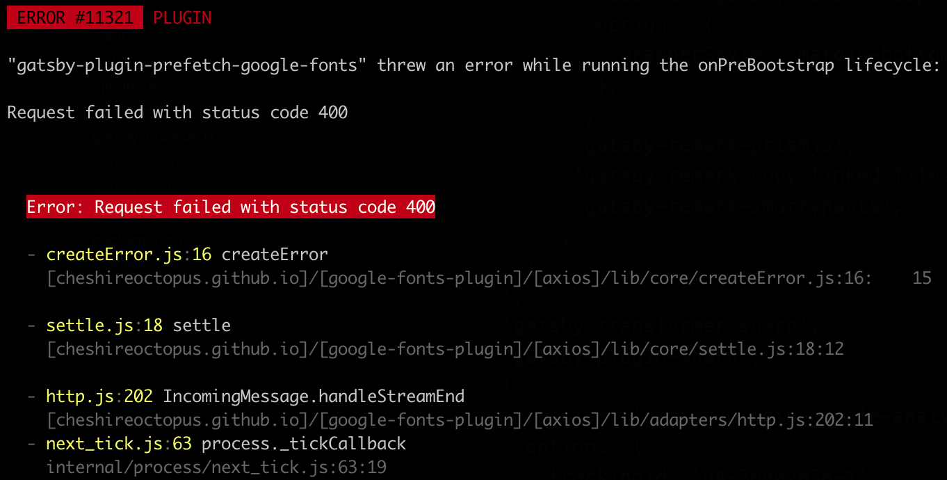 gatsby google font build error