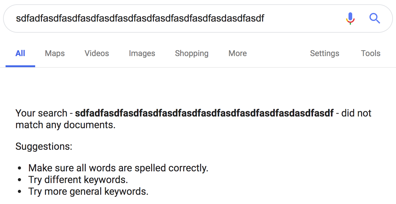 google empty results